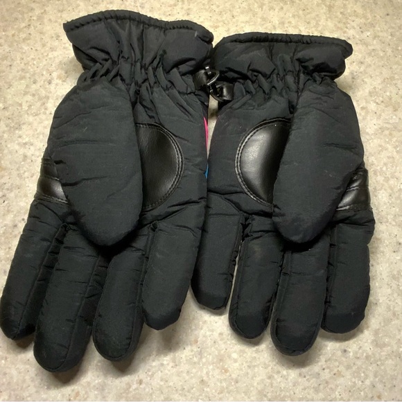 Black Gloves with Pink and Blue Accents - Picture 2 of 3